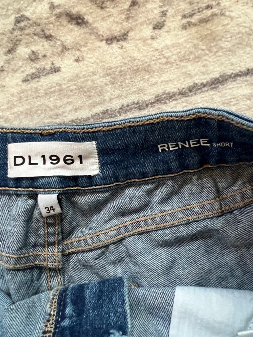 DL1961 Washed Blue Distressed Denim Shorts - Picture 3 of 9